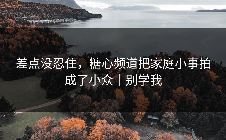 差点没忍住，糖心频道把家庭小事拍成了小众｜别学我