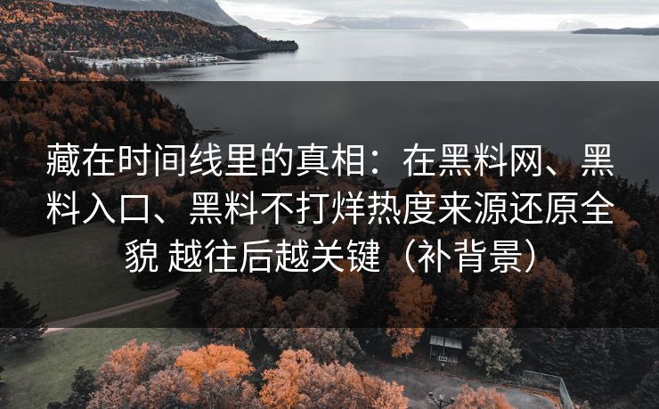藏在时间线里的真相：在黑料网、黑料入口、黑料不打烊热度来源还原全貌 越往后越关键（补背景）